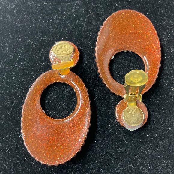 VTG 80's MICHELE SUGAR Clip Earrings and Pendant - Picture 7 of 7